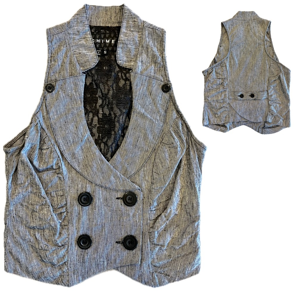 Y2K Gray Black Sleeveless Vest Sz Small